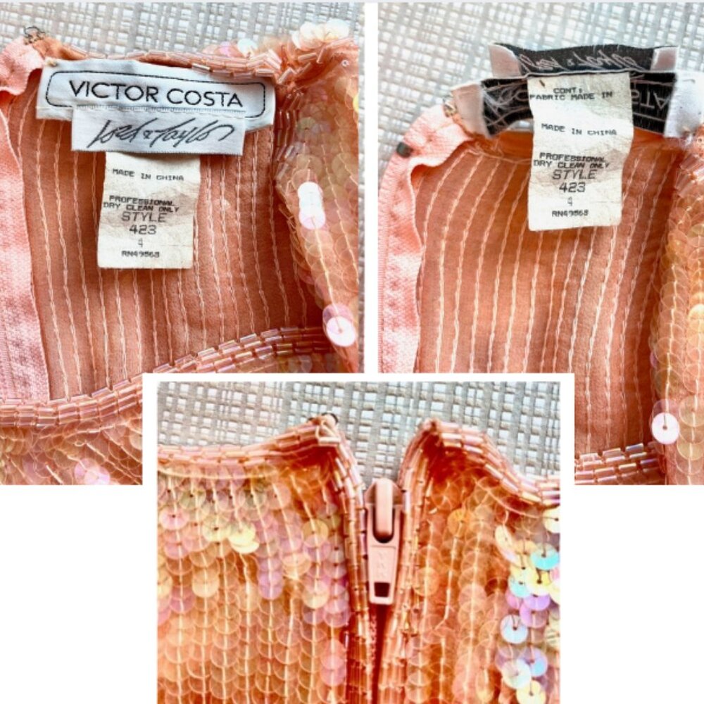 Vintage Rare Victor Costa Glamorous Sequins Beaded Top Glam 80s Sequins 24/7 - Picture 15 of 16